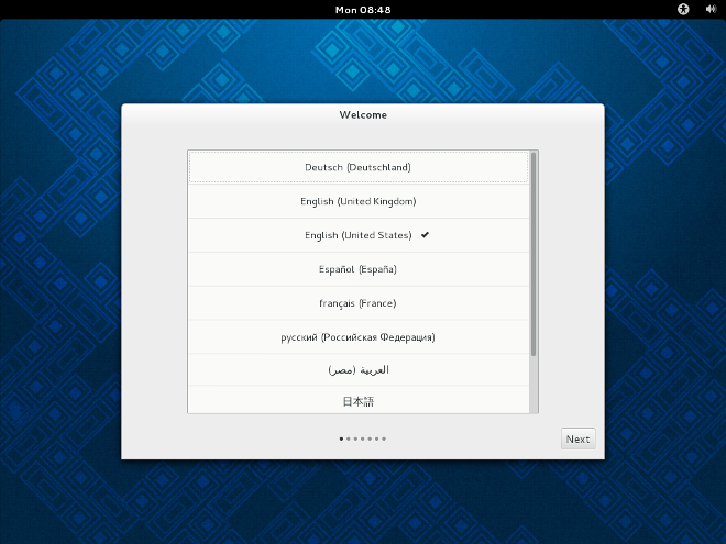 Language selection in GNOME Initial Setup
