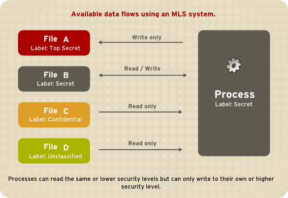 Allowed data flows using MLS
